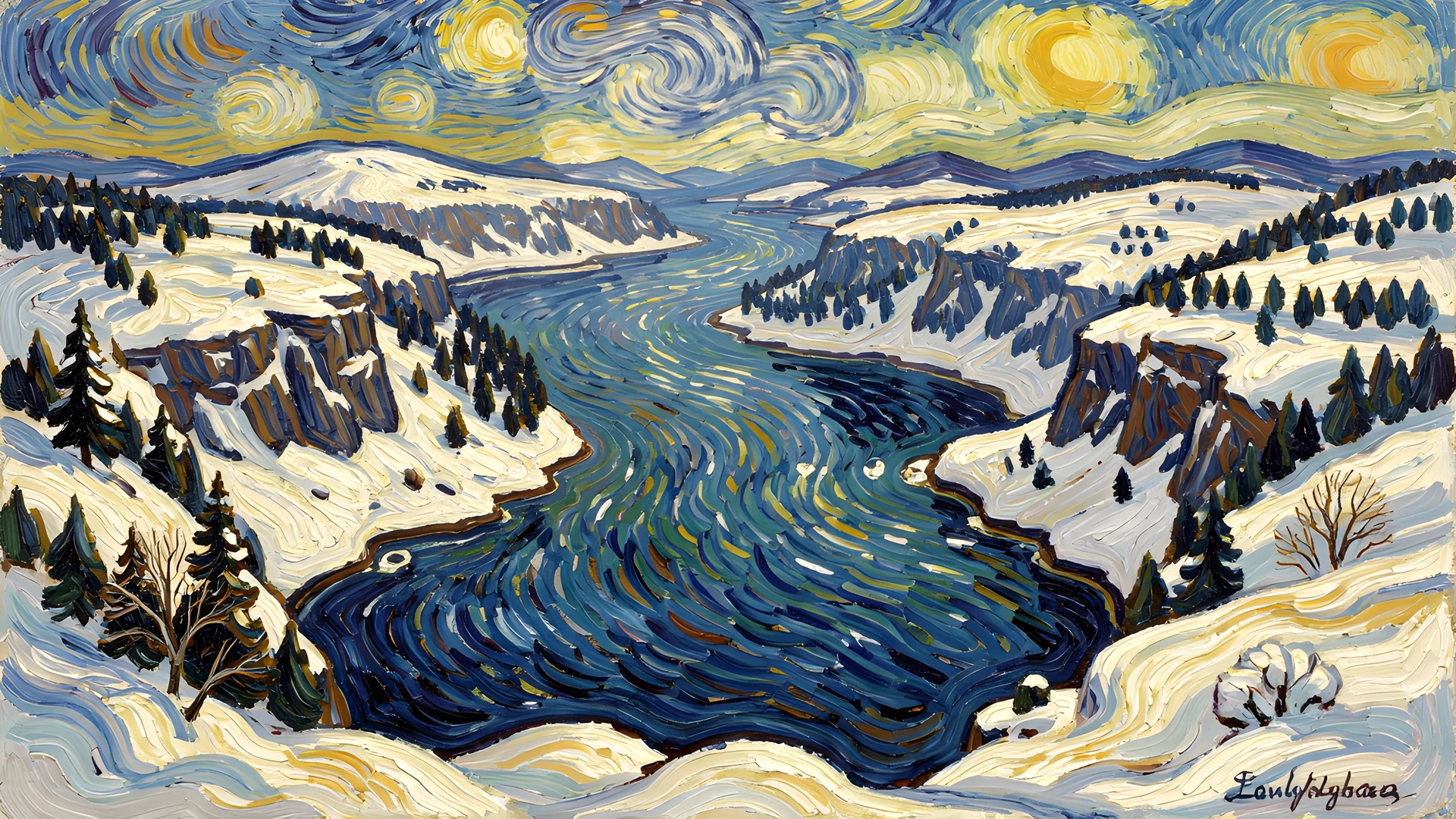 Winter Fjord Scene