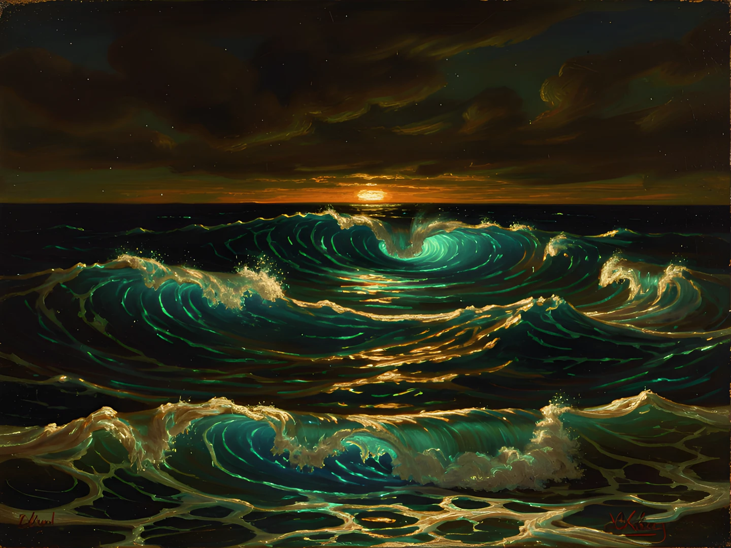 Glowing Ocean Waves