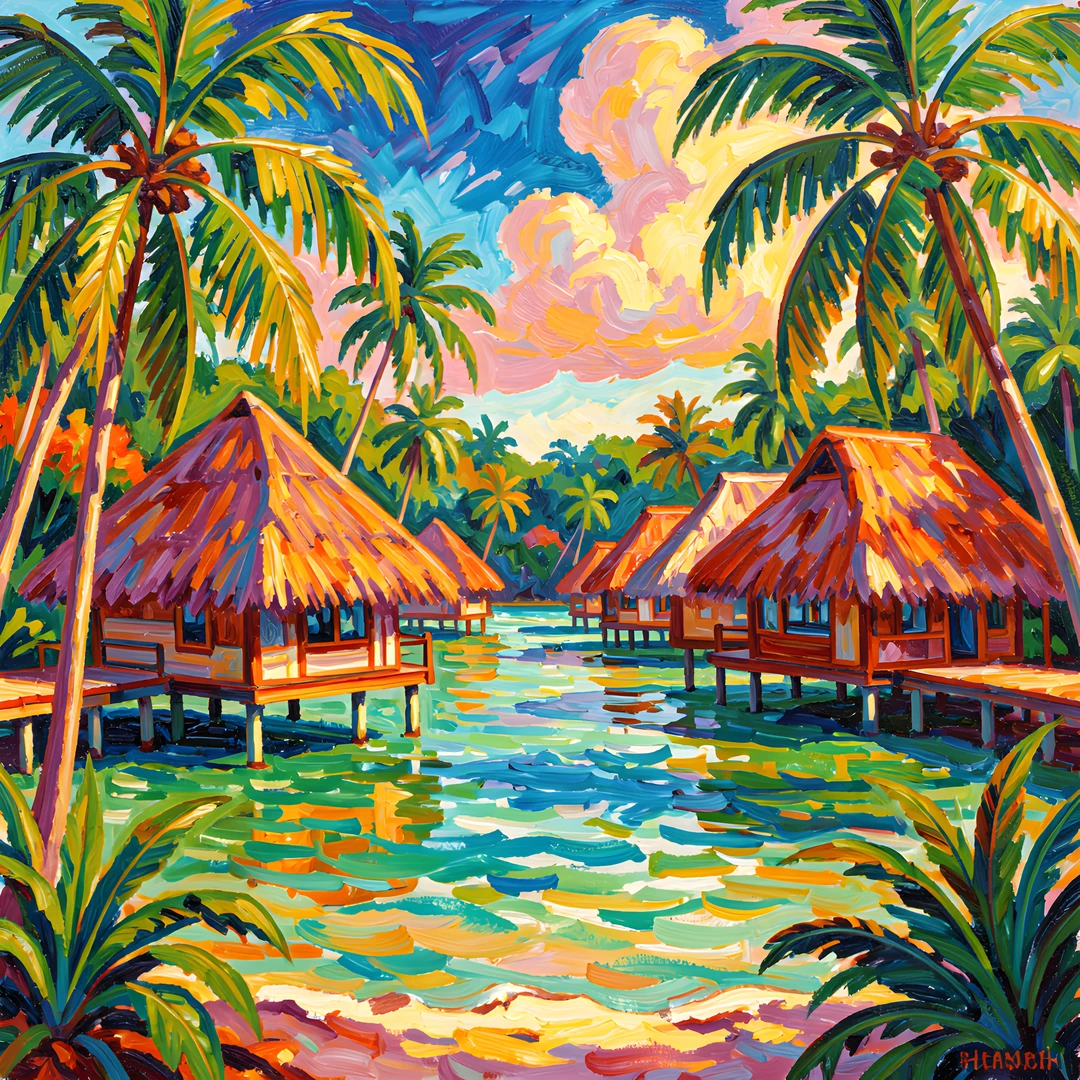 Impressionist Lake Scene