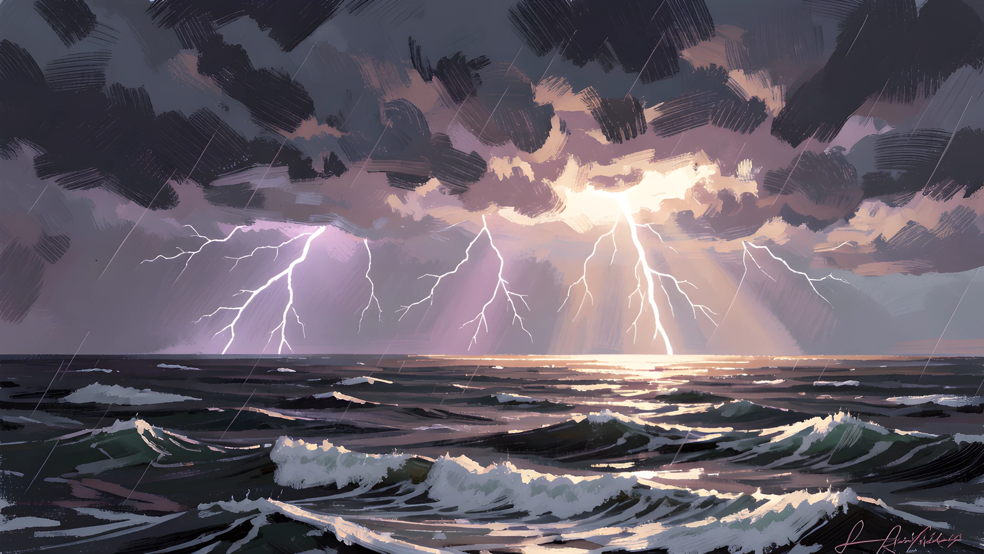 Stormy Seaside Scene