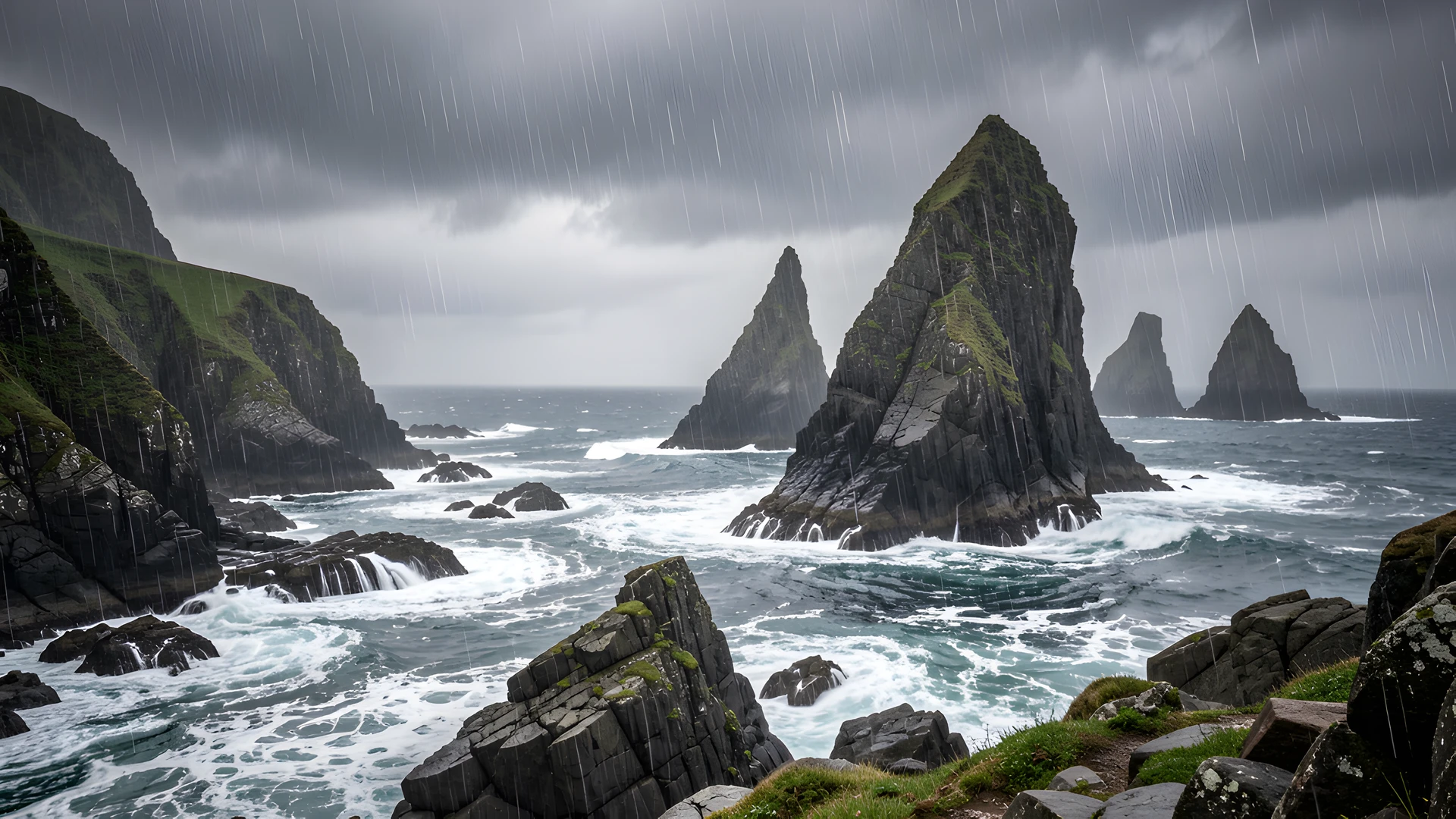 Misty Ocean Stacks