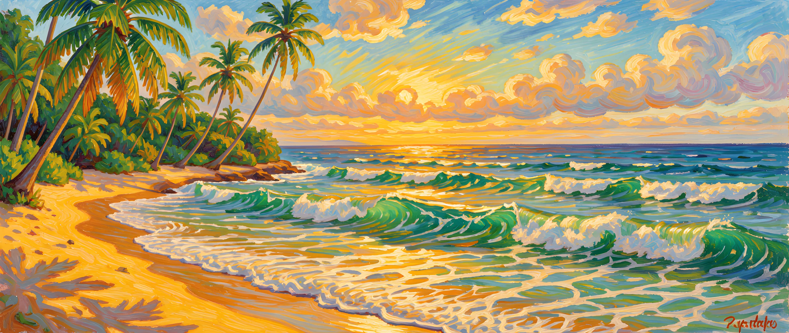 Impressionist Beach Scene
