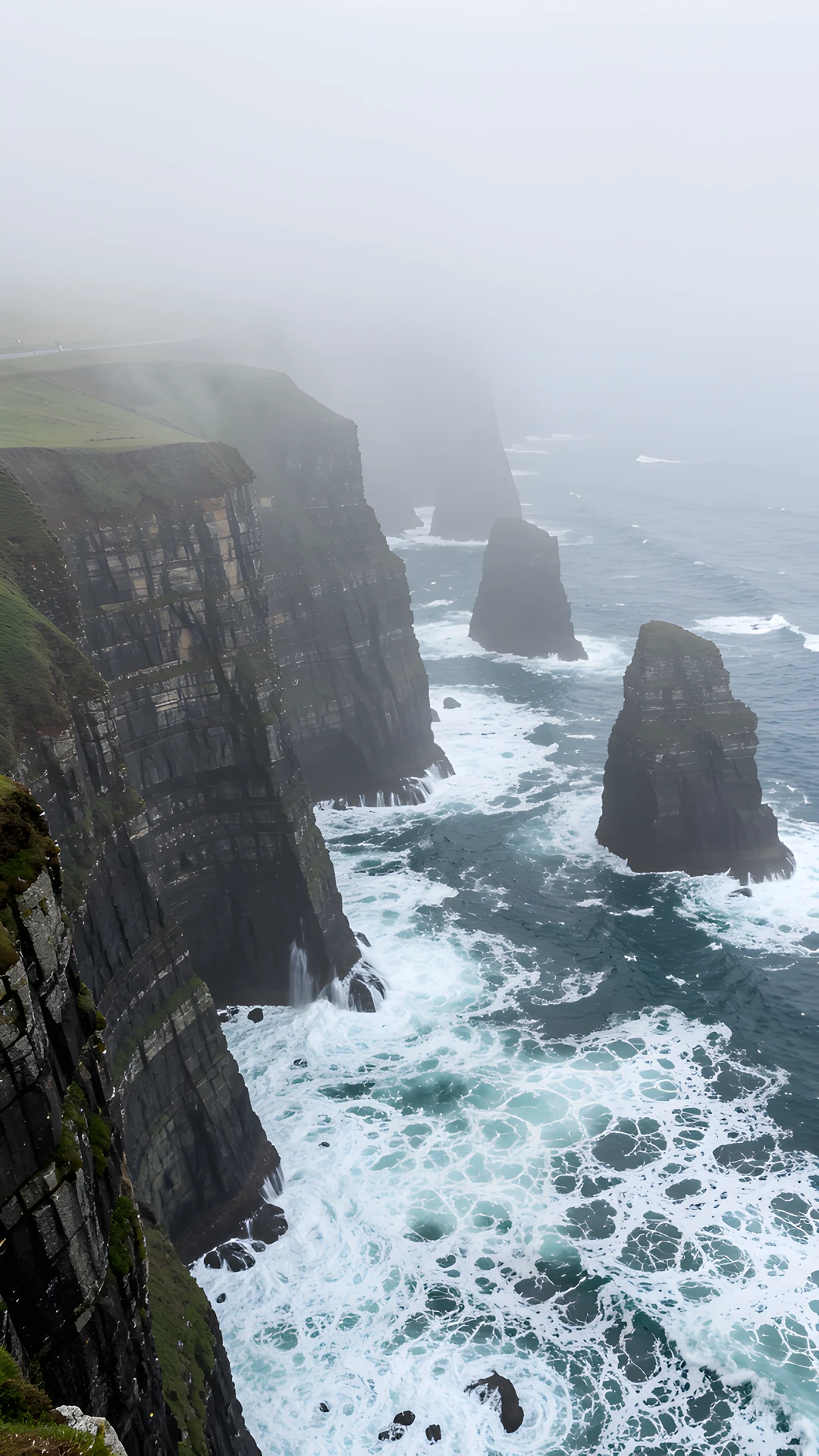Misty Ocean Cliffs