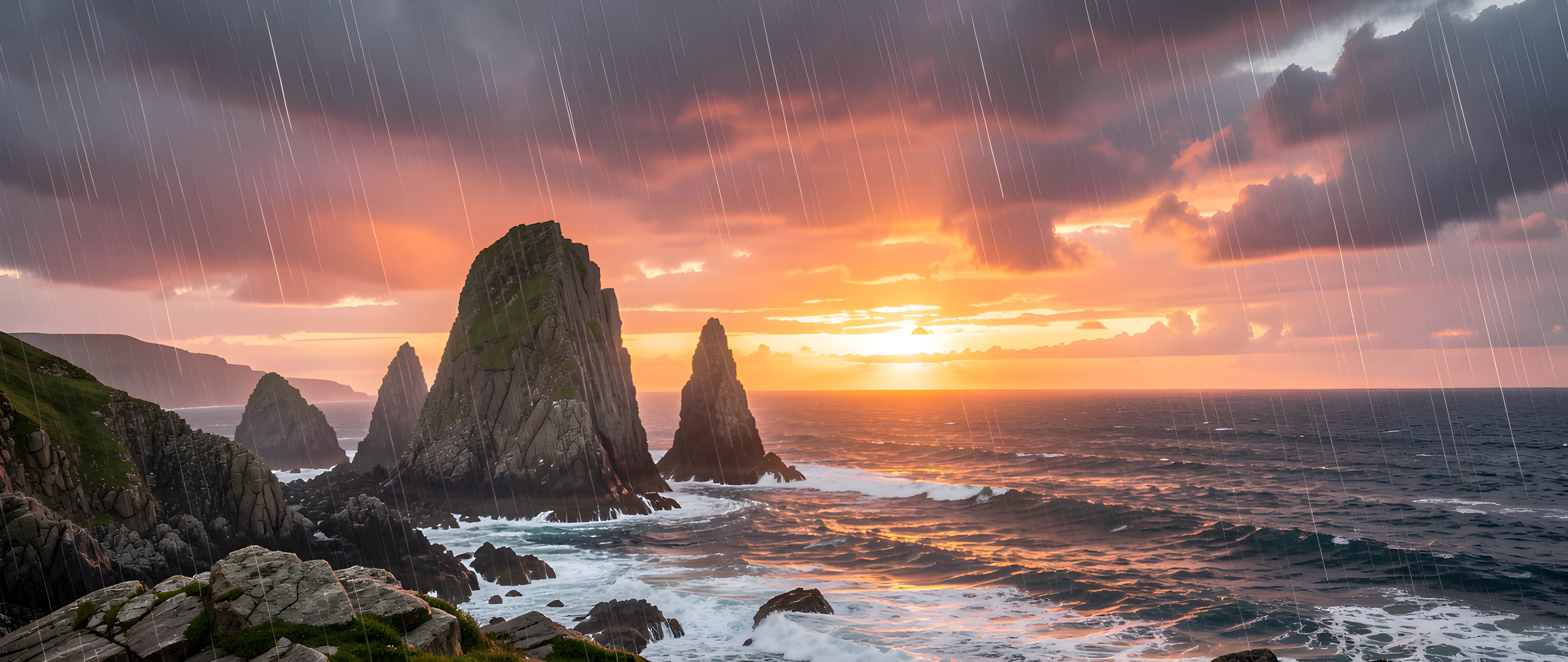 Rainy Coastal Sunset