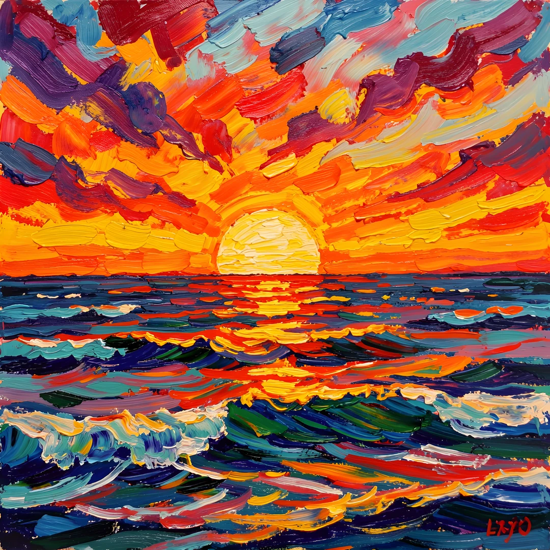 Impressionist Ocean Sunset