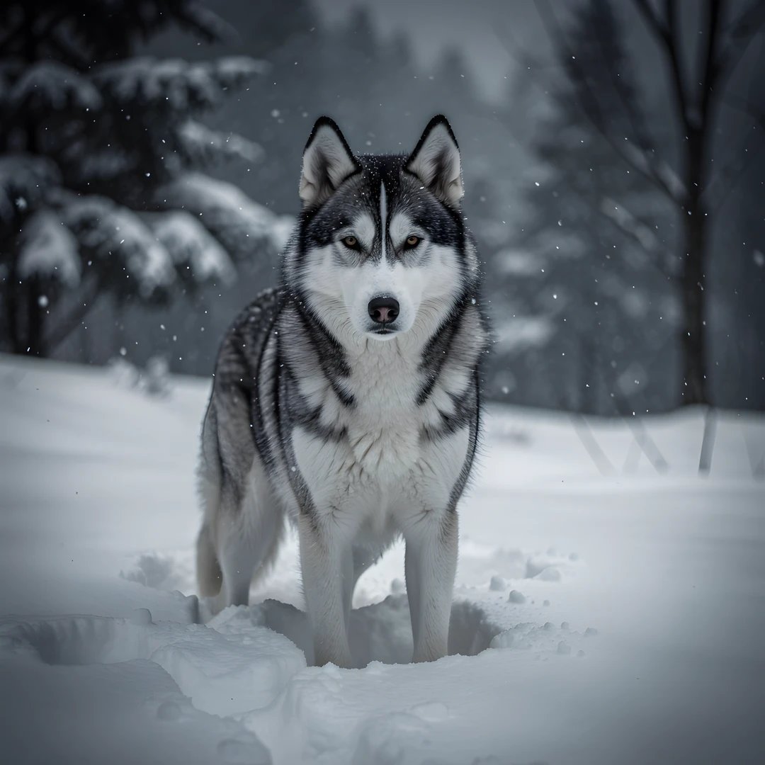 Husky Winter Night