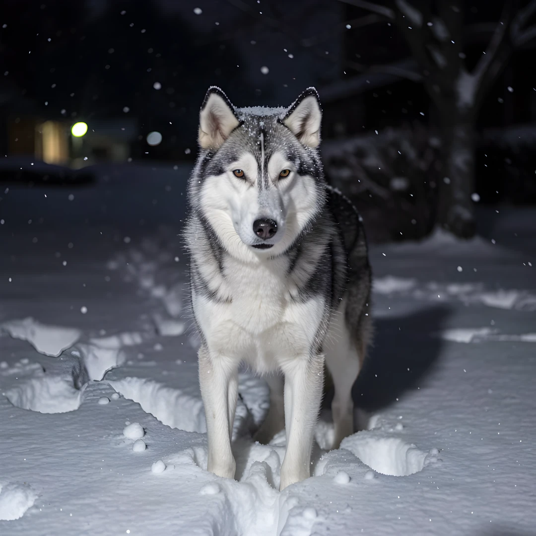 Snowy Husky Night