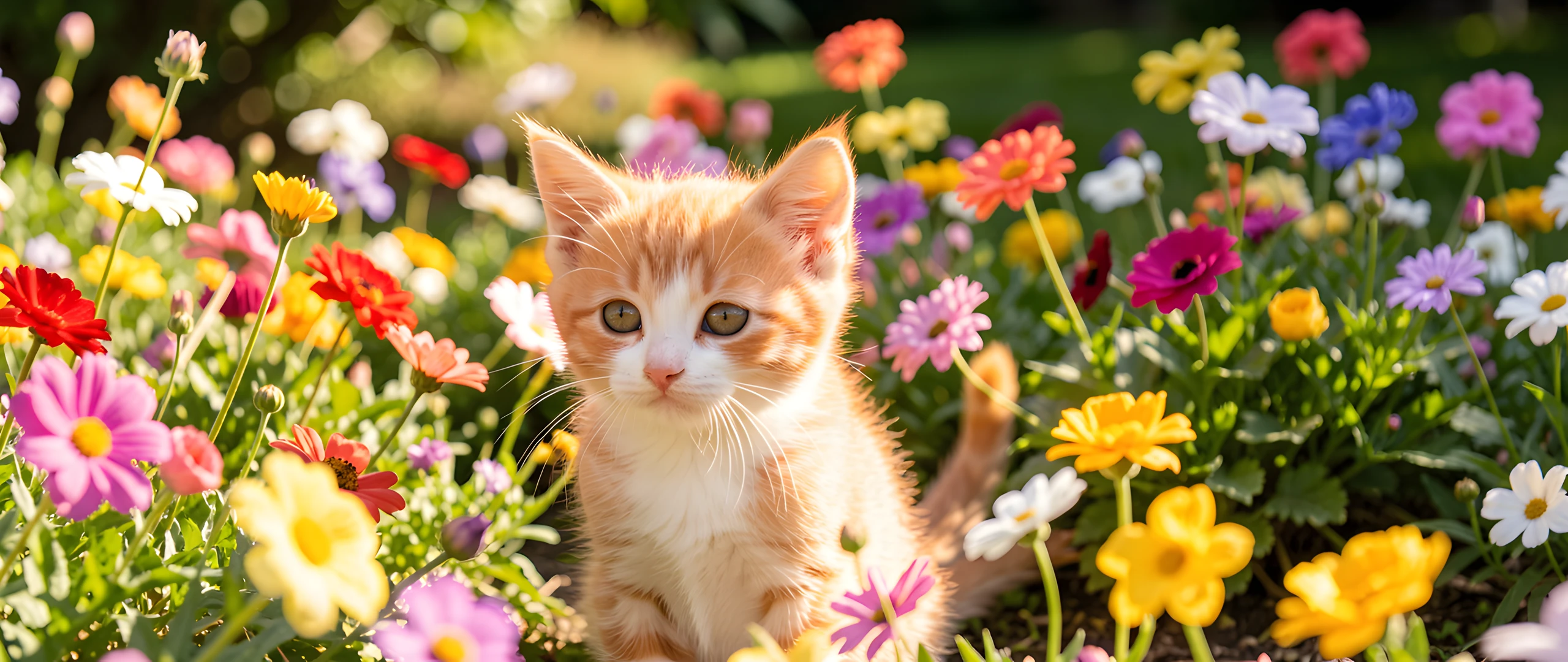 Kitten Garden Scene