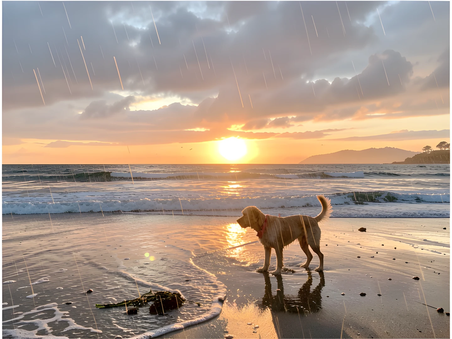 Beach Sunset Dog