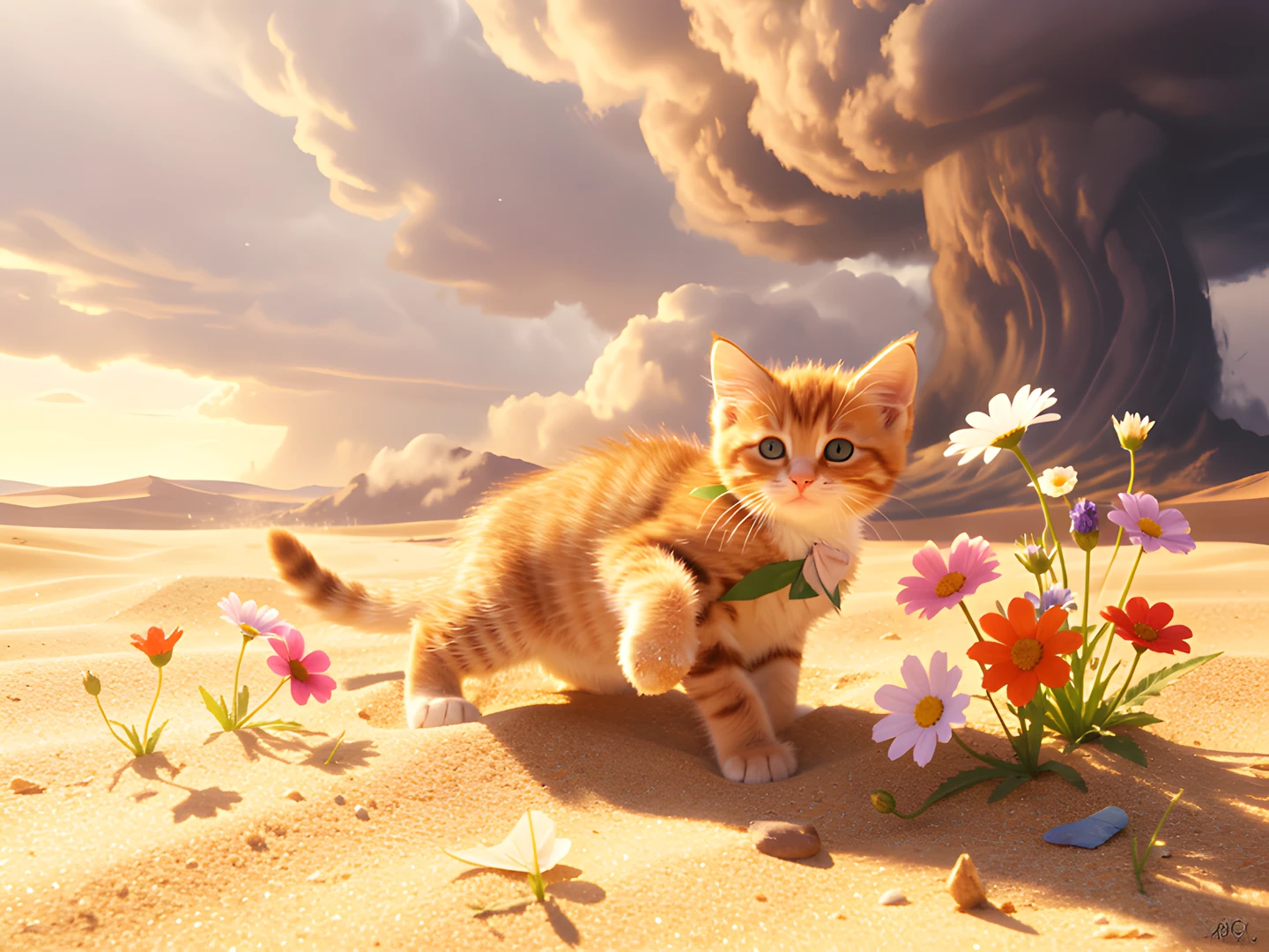 Kitten Garden Scene