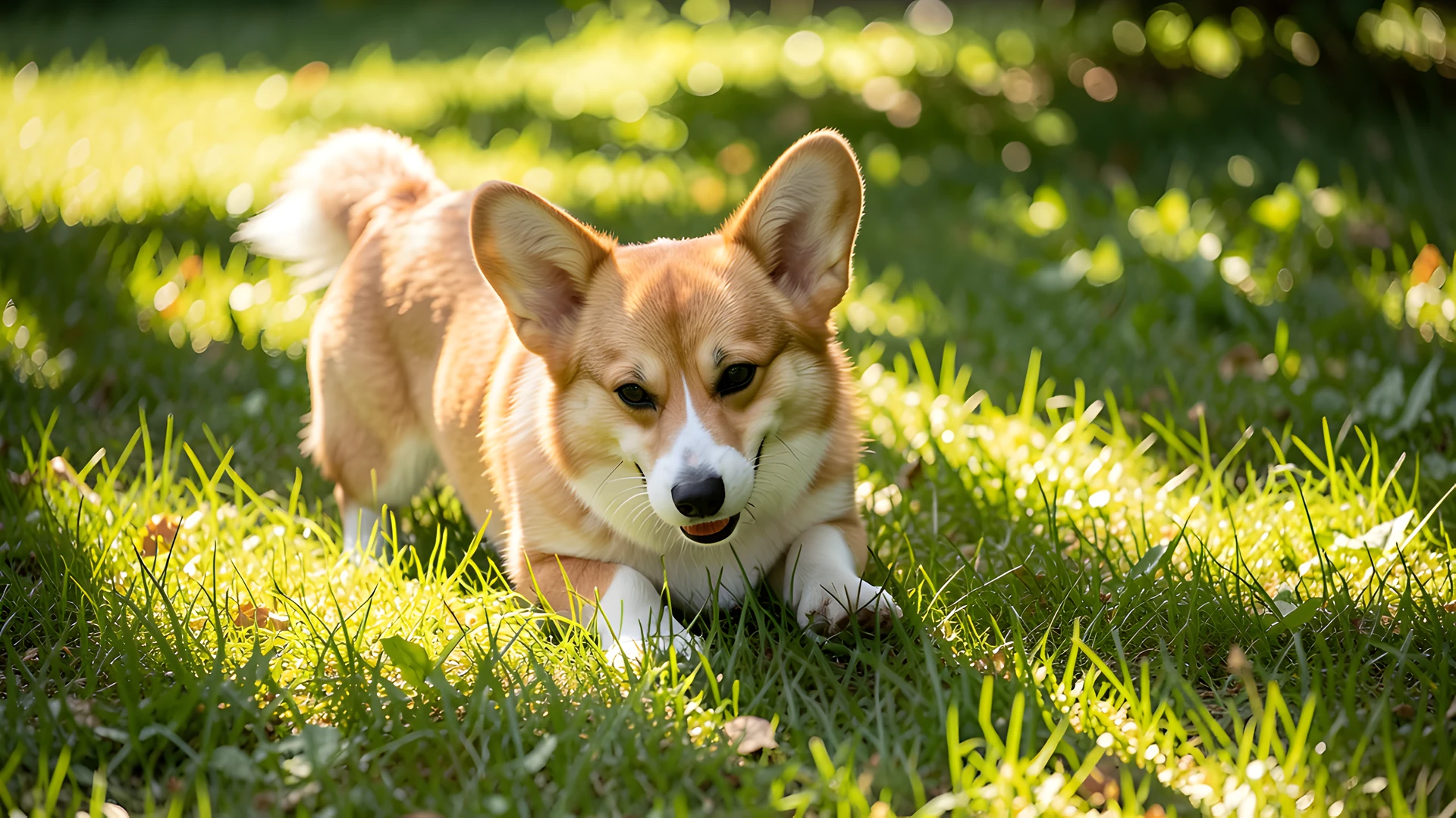 Puppy Meadow Scene
