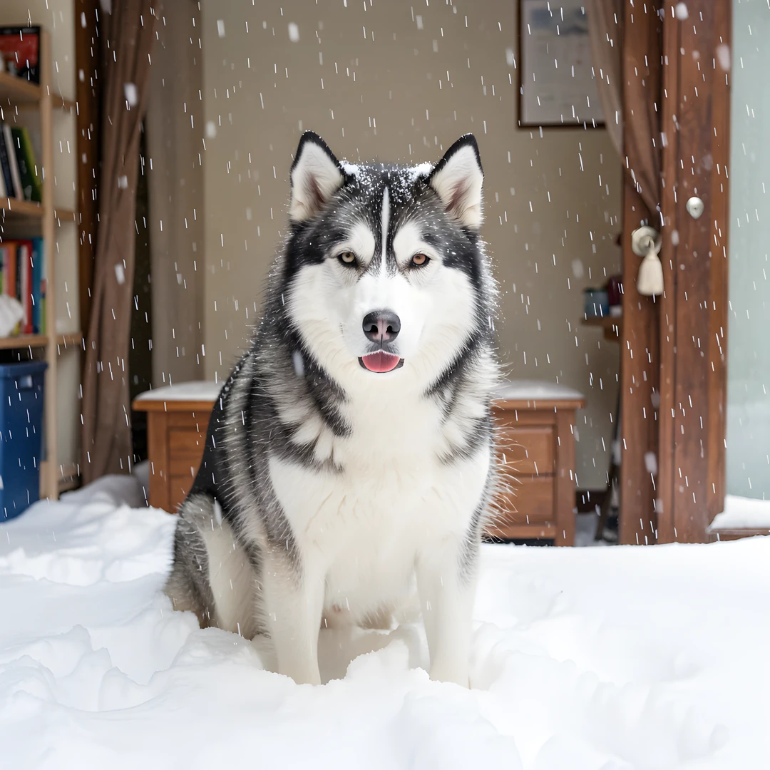 Snowy Husky Scene