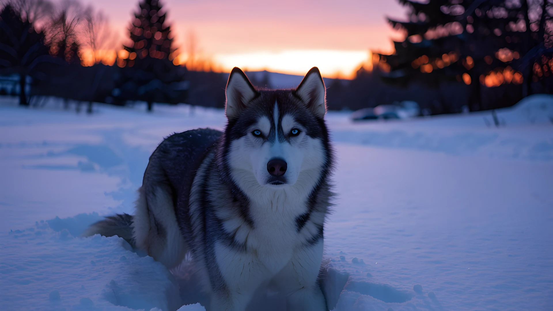 Husky Winter Sunset