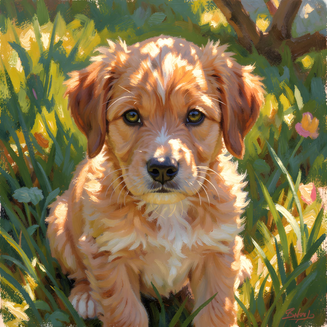 Sunlit Puppy Portrait