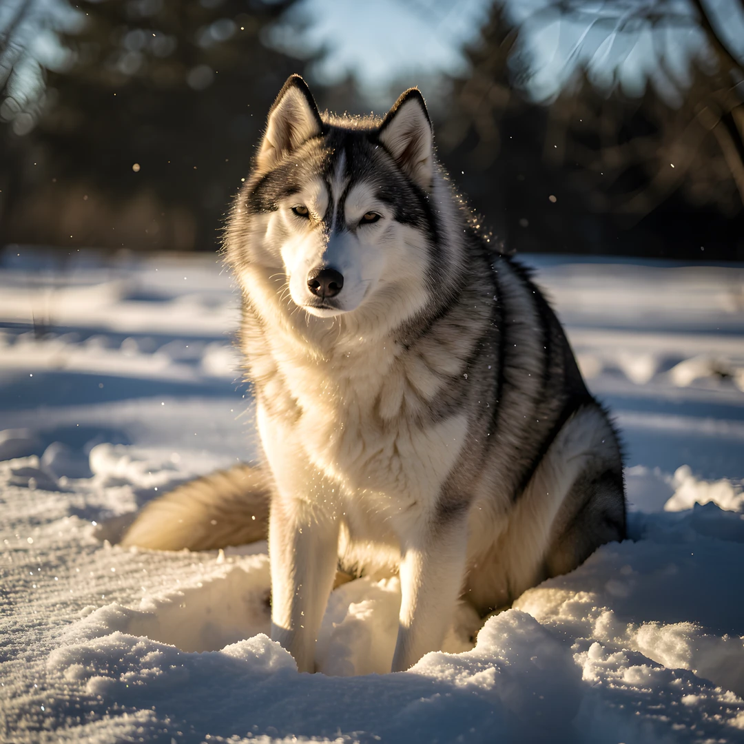 Husky Winter Scene