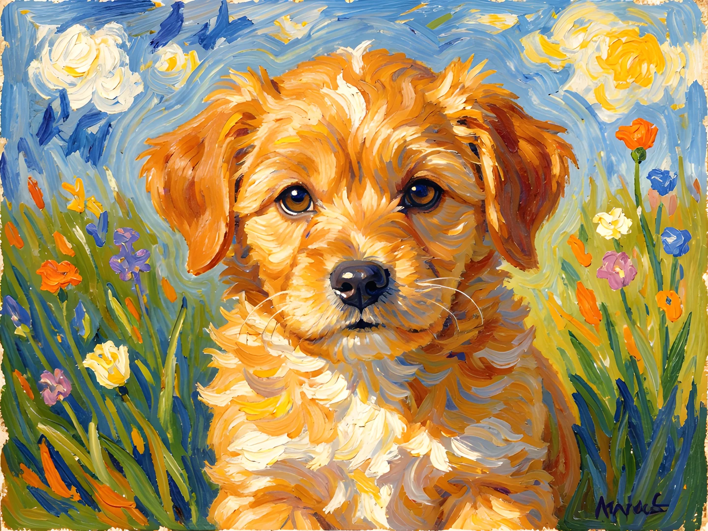 Impressionist Puppy Portrait