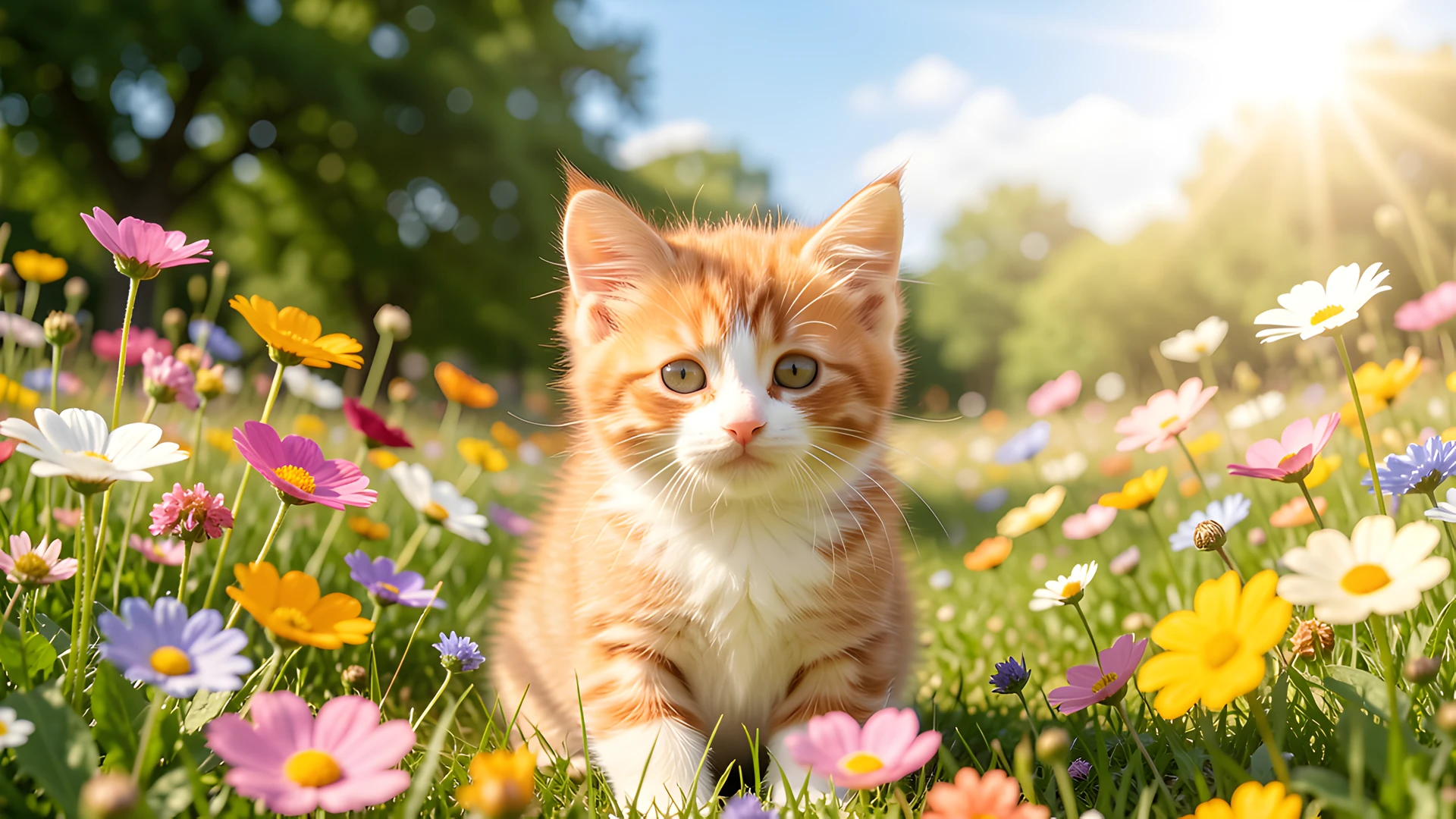 Kitten Garden Scene