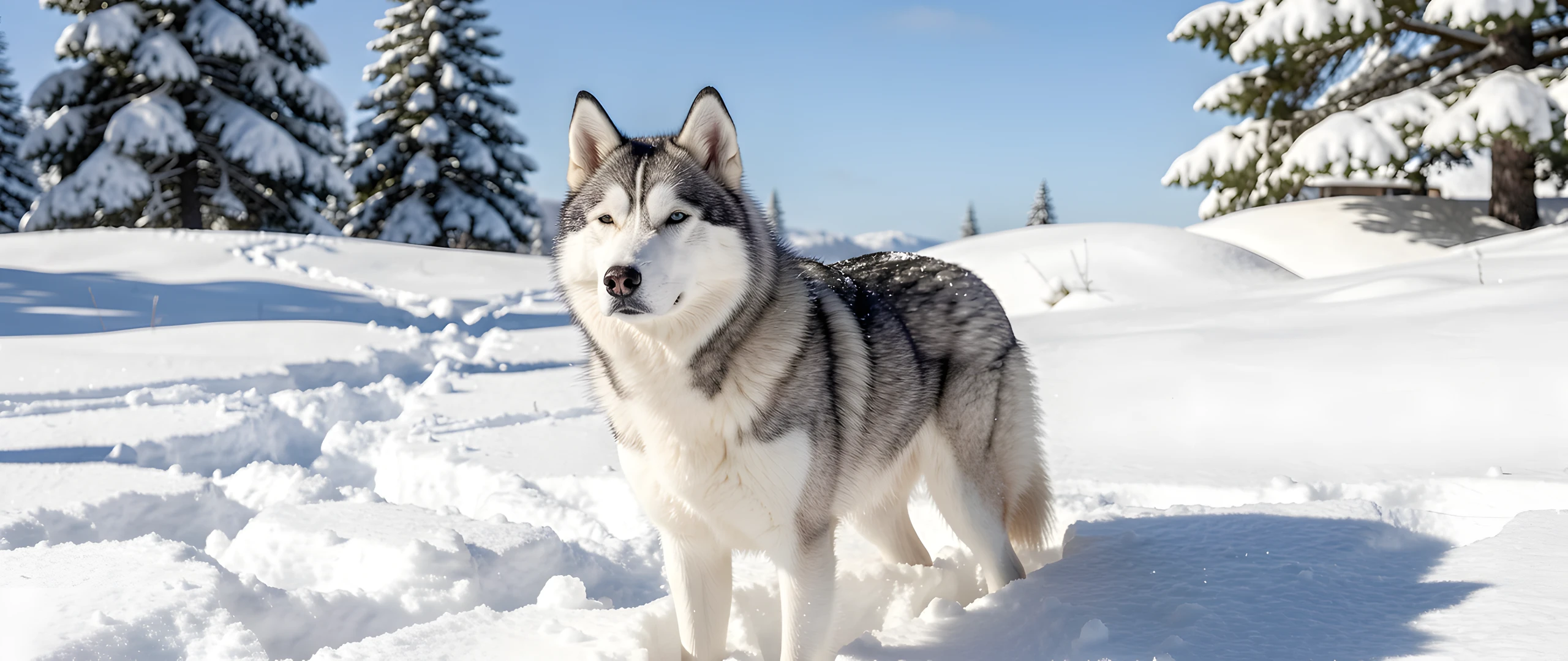 Winter Husky Scene