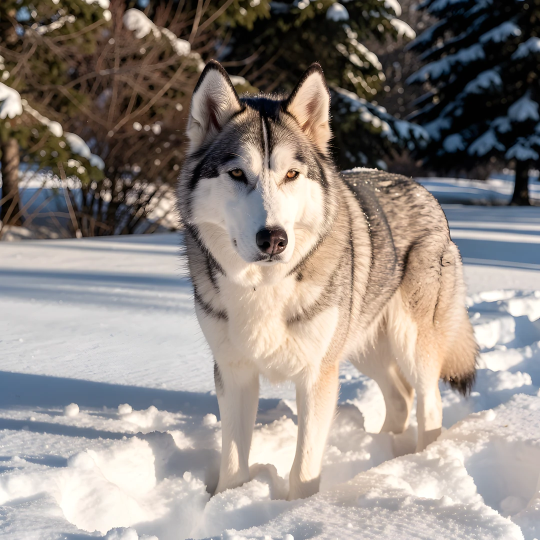 Husky Winter Scene