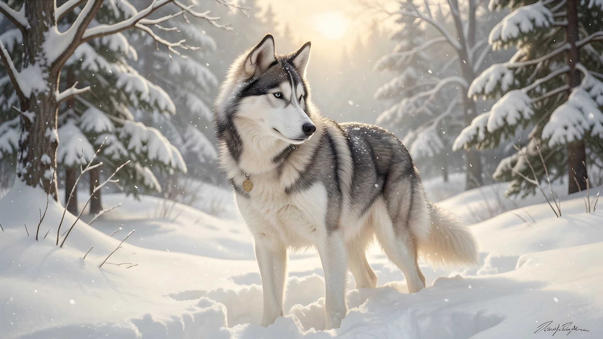 Winter Husky Scene