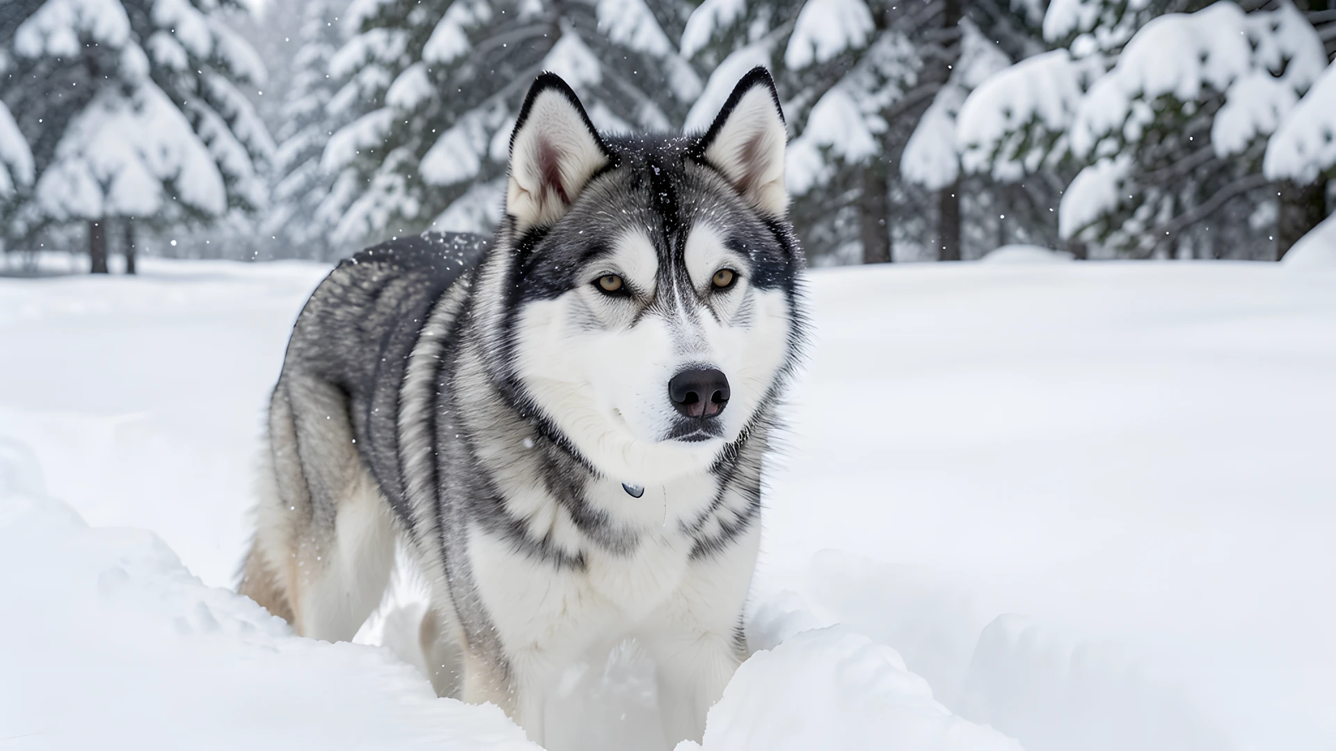 Husky In Snow