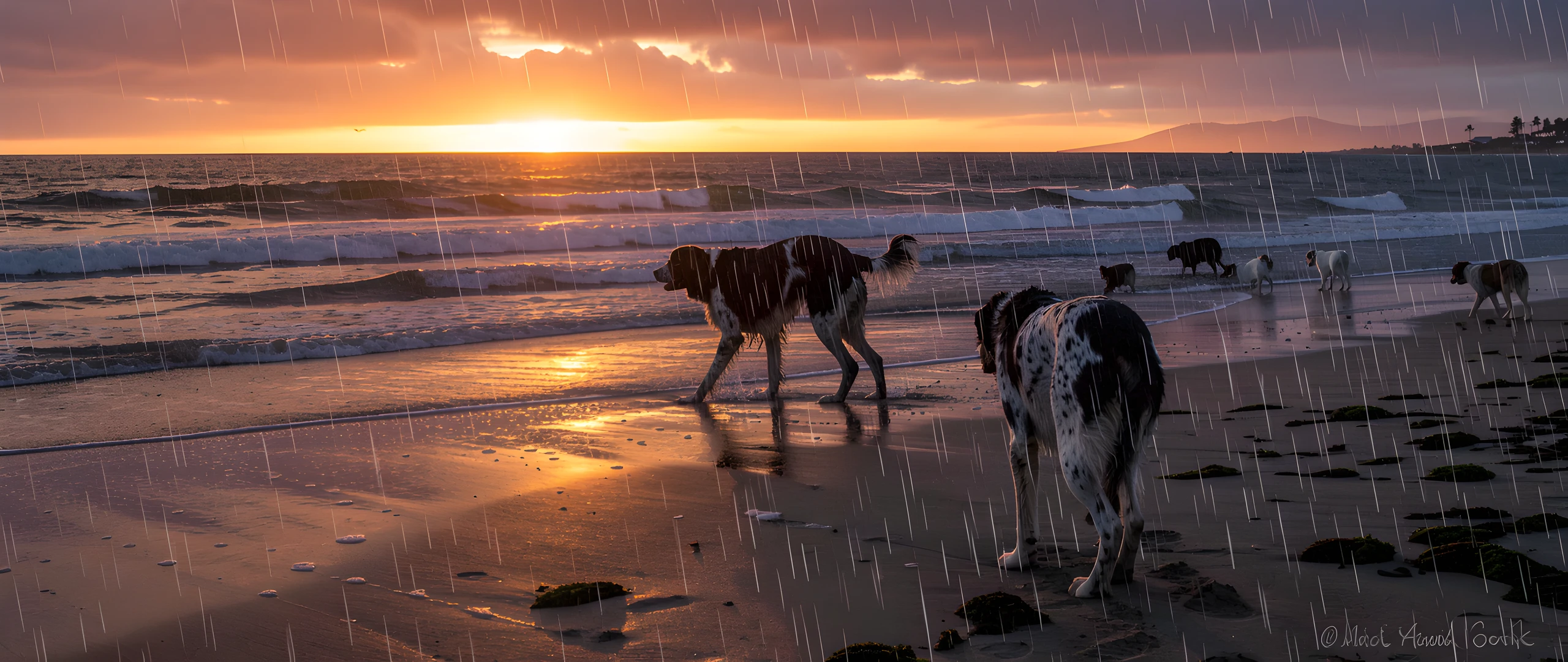 Beach Sunset Dog