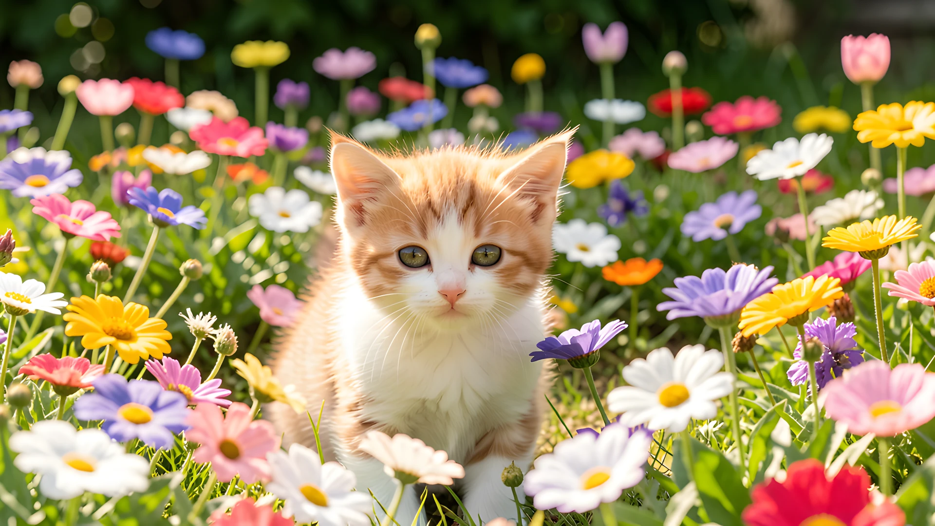 Kitten Garden Scene