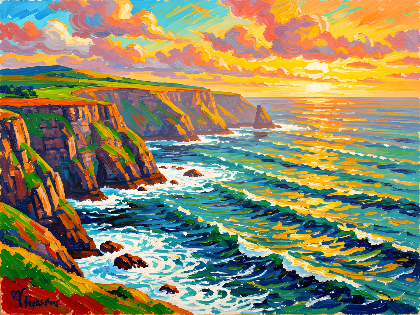 Impressionist Coastal Scene