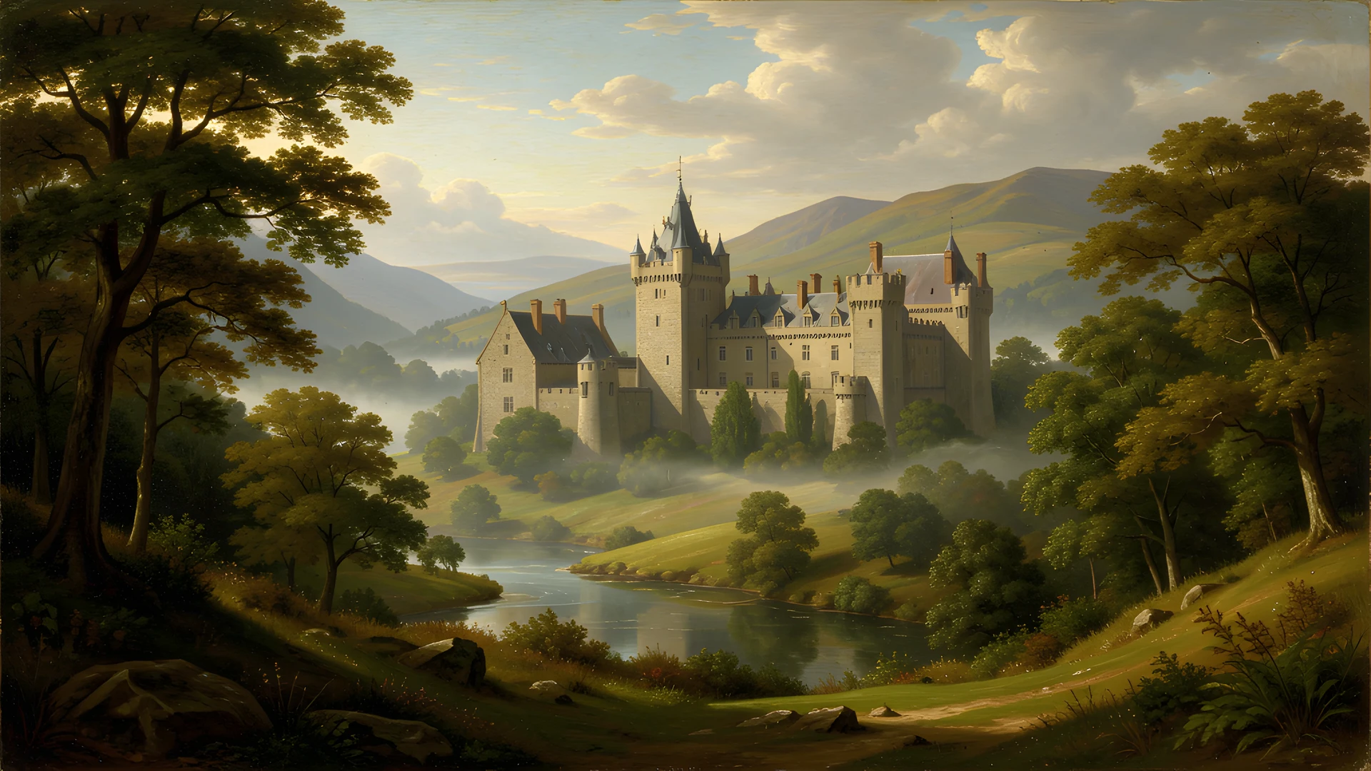 Misty Highland Landscape