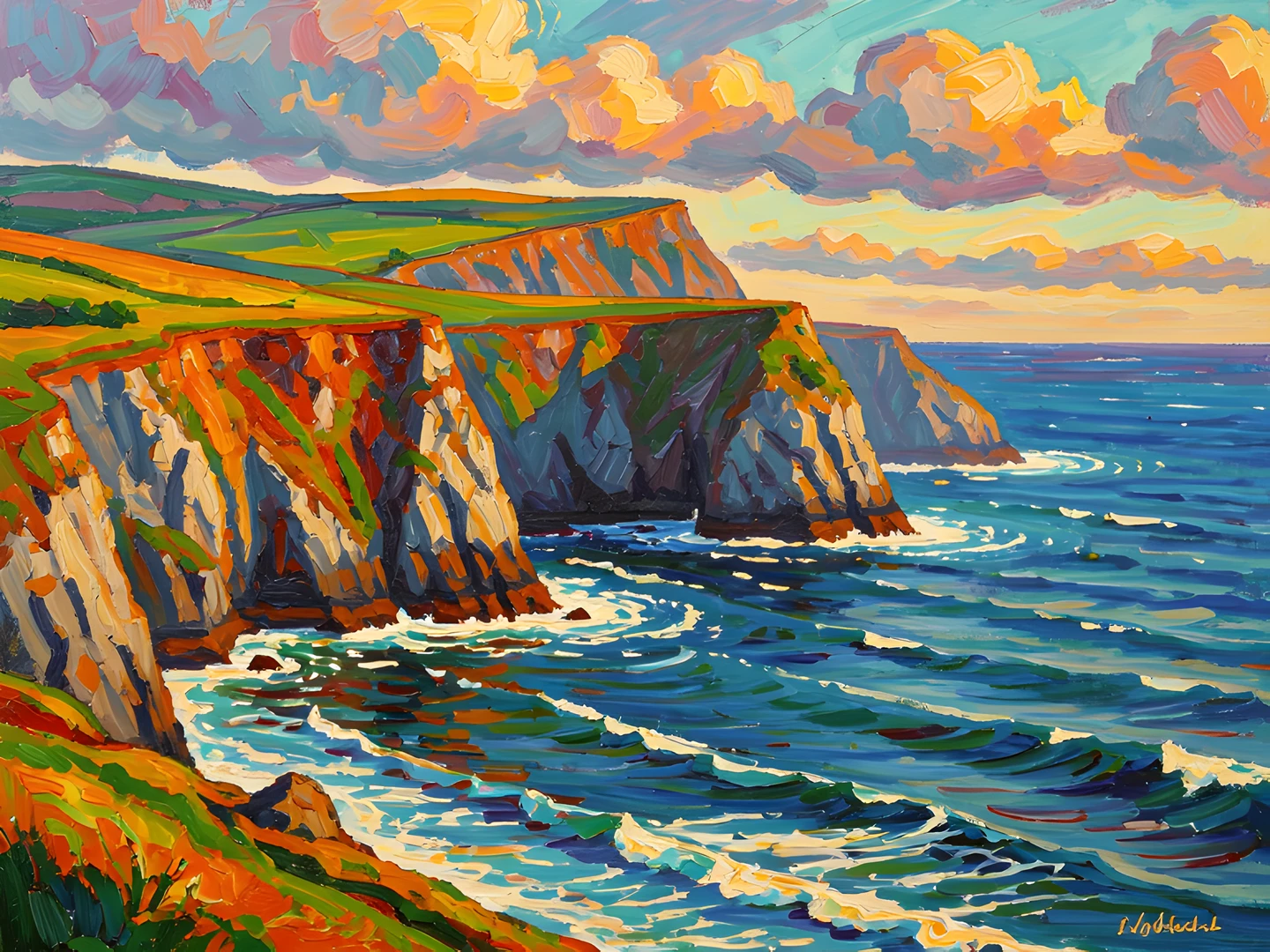 Impressionist Ocean Cliffs