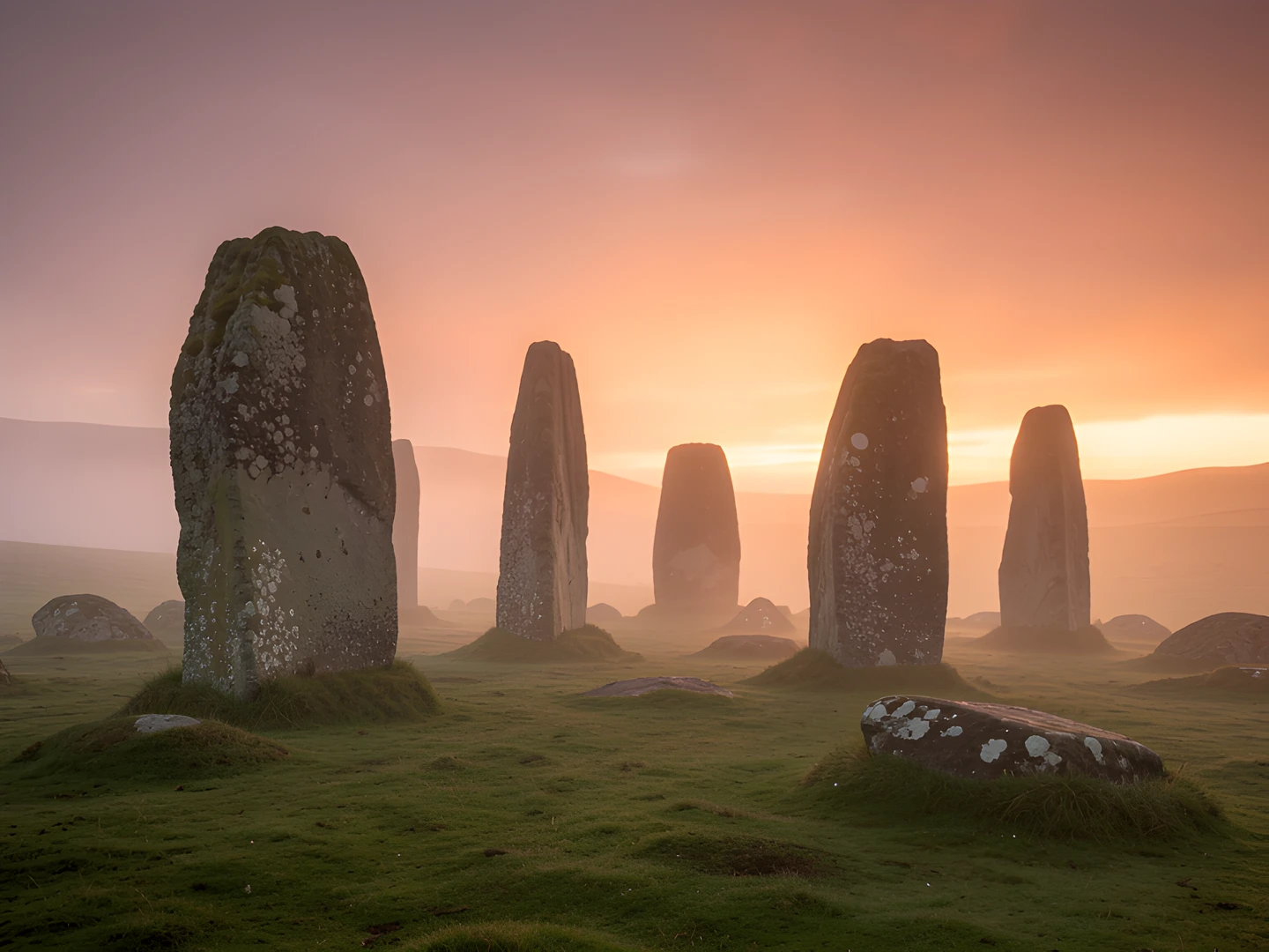 Misty Highland Sunset