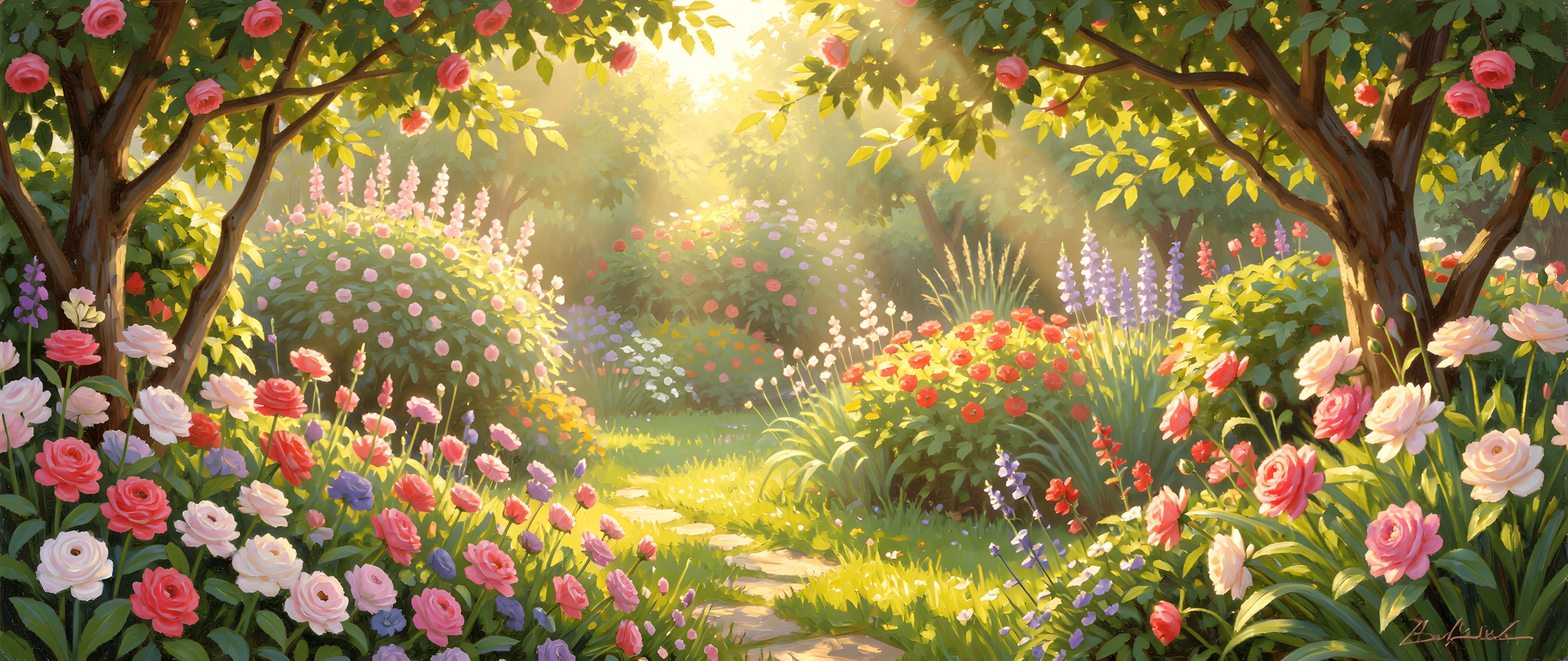 Impressionist Garden Scene