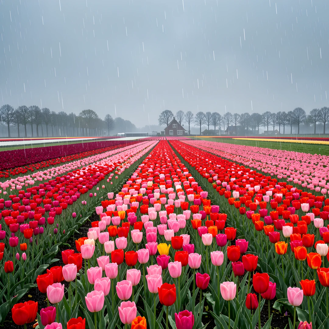 Tulip Field Rain