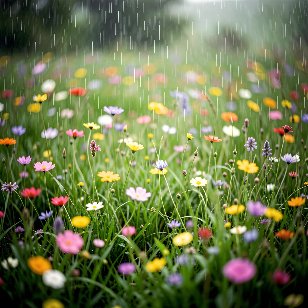 Rainy Meadow Scene