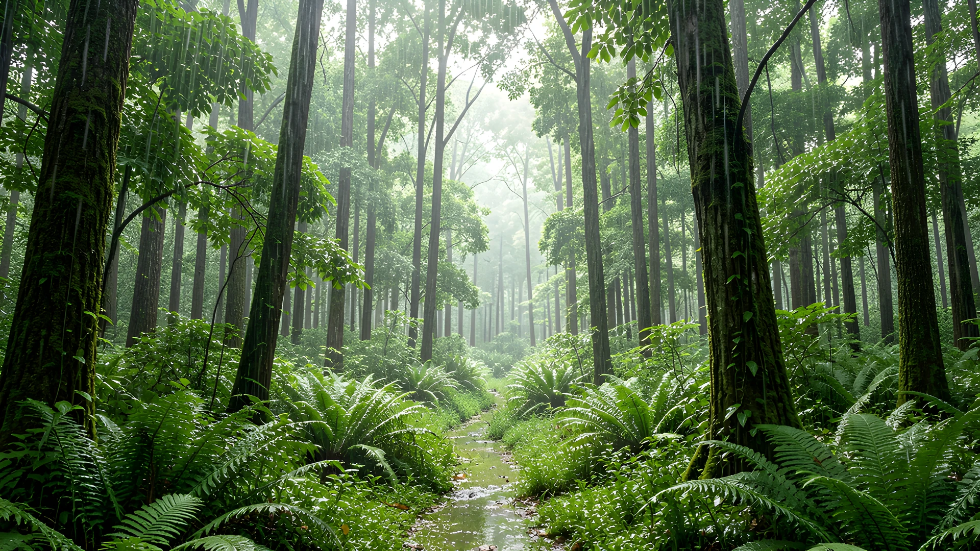 Rainy Forest Scene