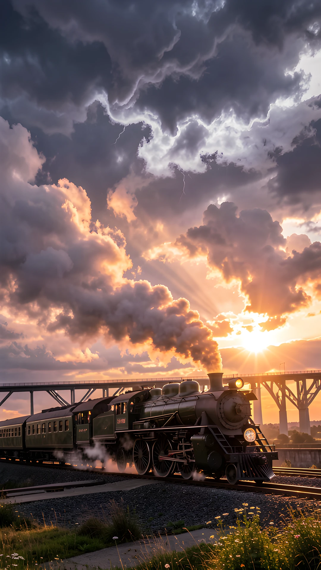 Railway Sunset Storm