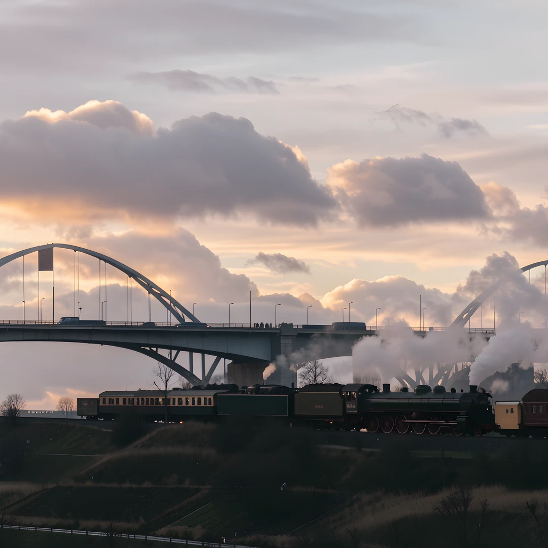 River Train Sunset