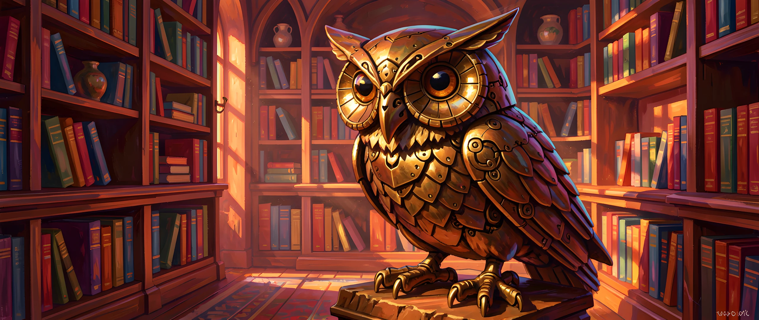 Owl Library Scene