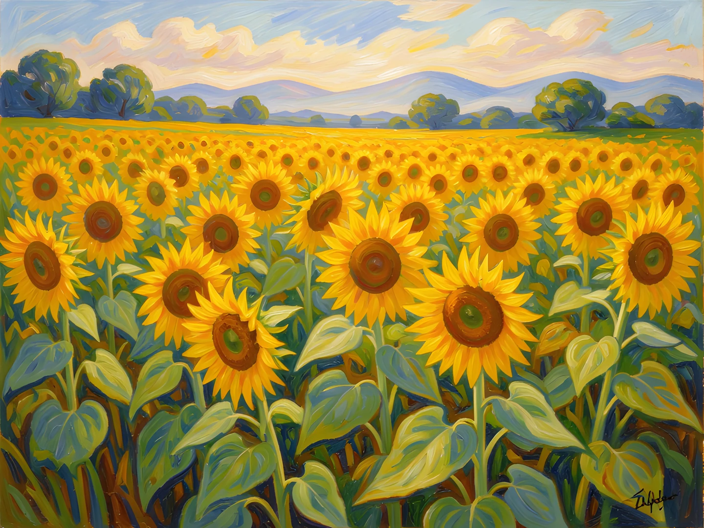 Impressionist Sunflowers