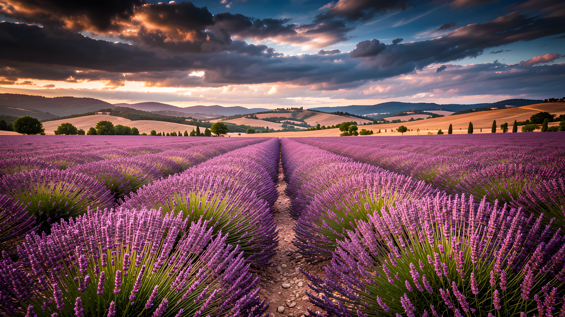 Provence Sunset Fields
