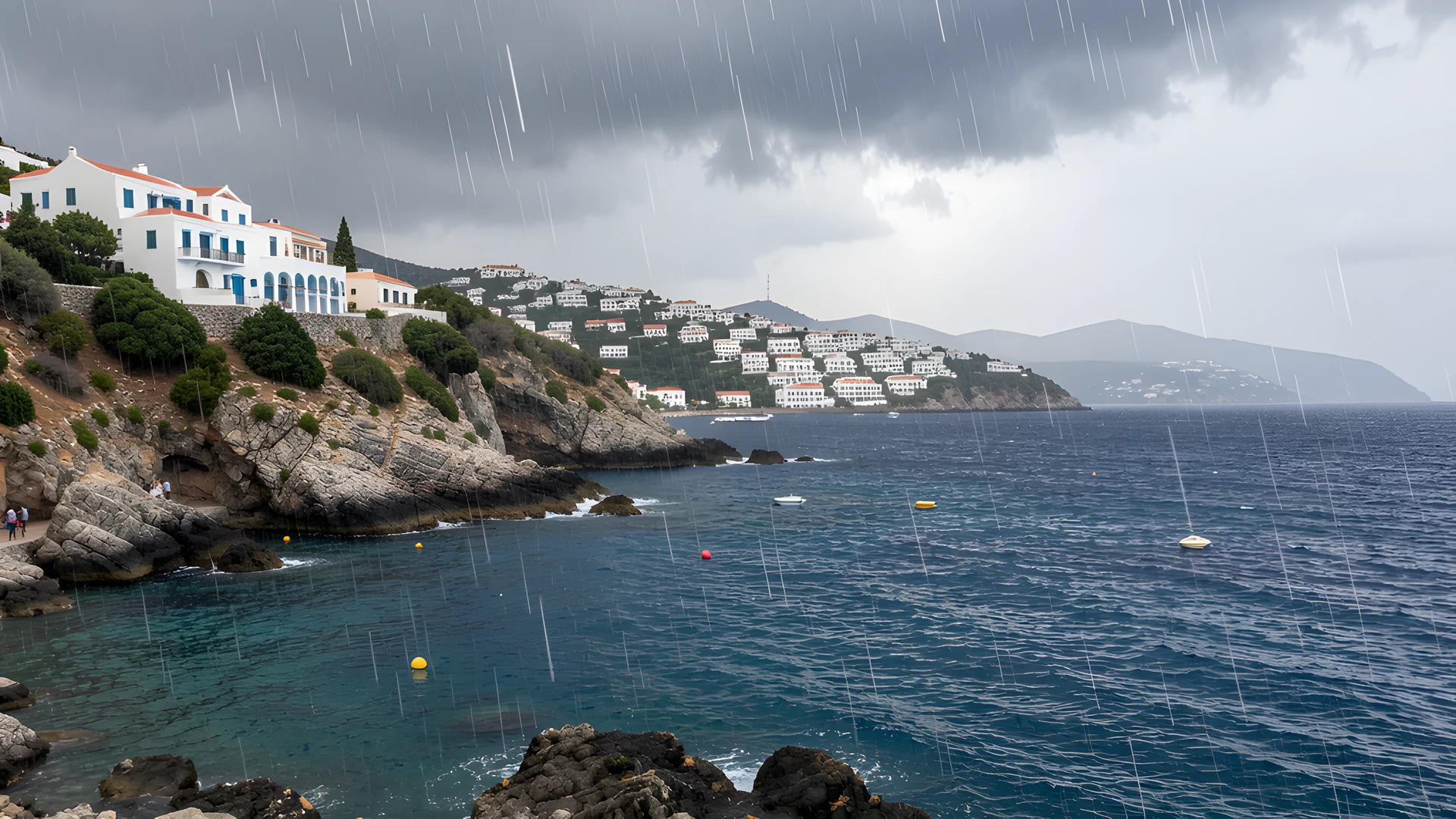 Rainy Greek Shore