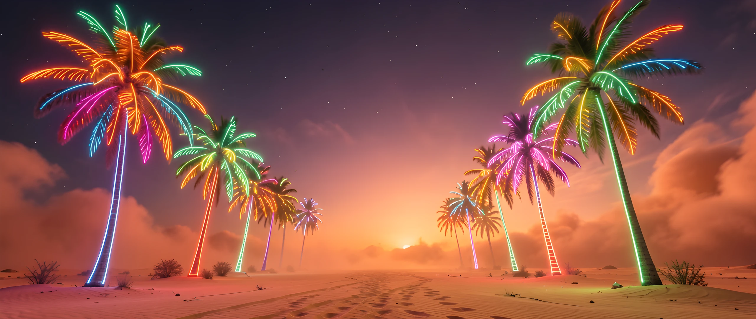 Neon Palm Storm