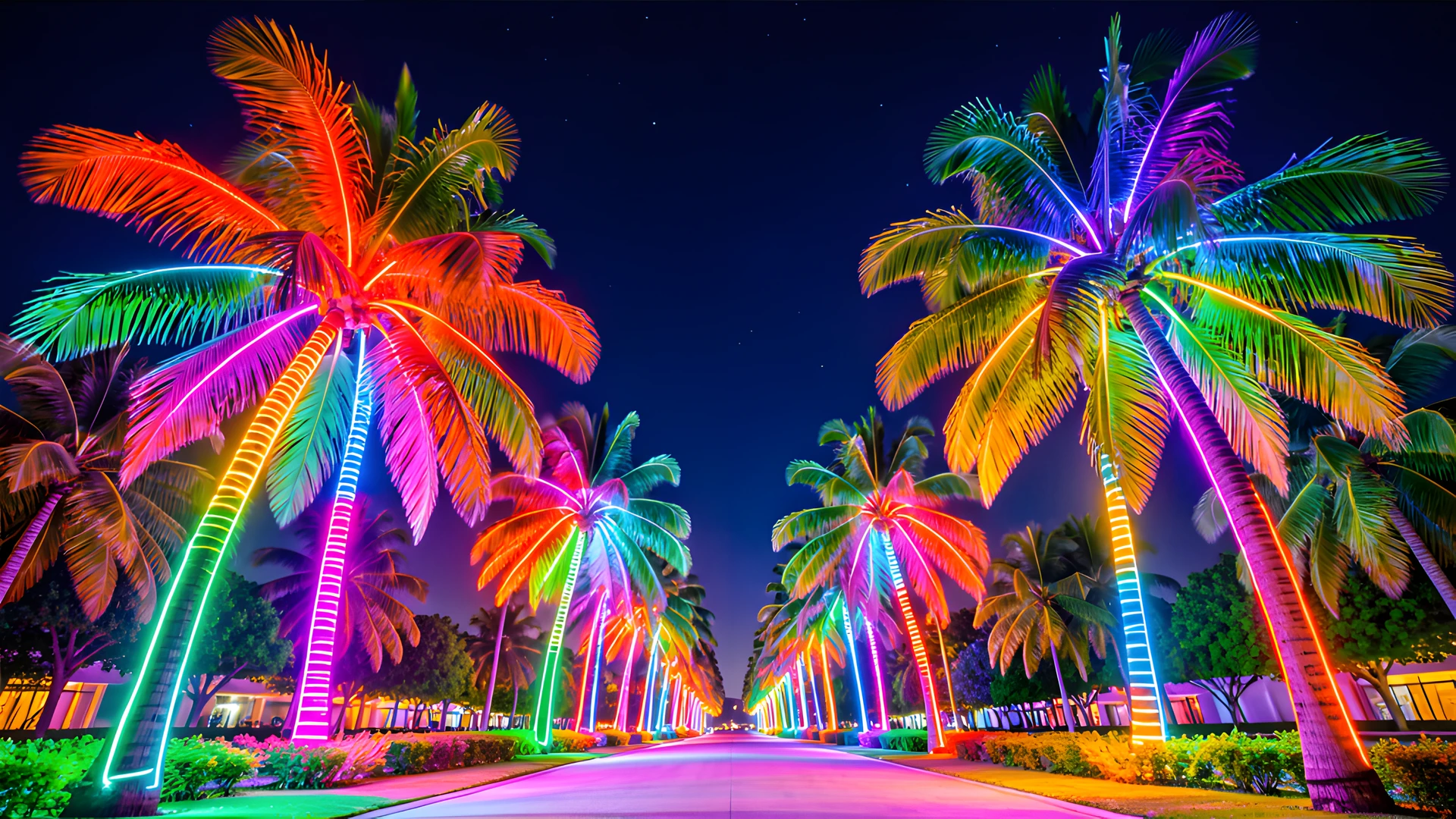 Neon Palm Sunset