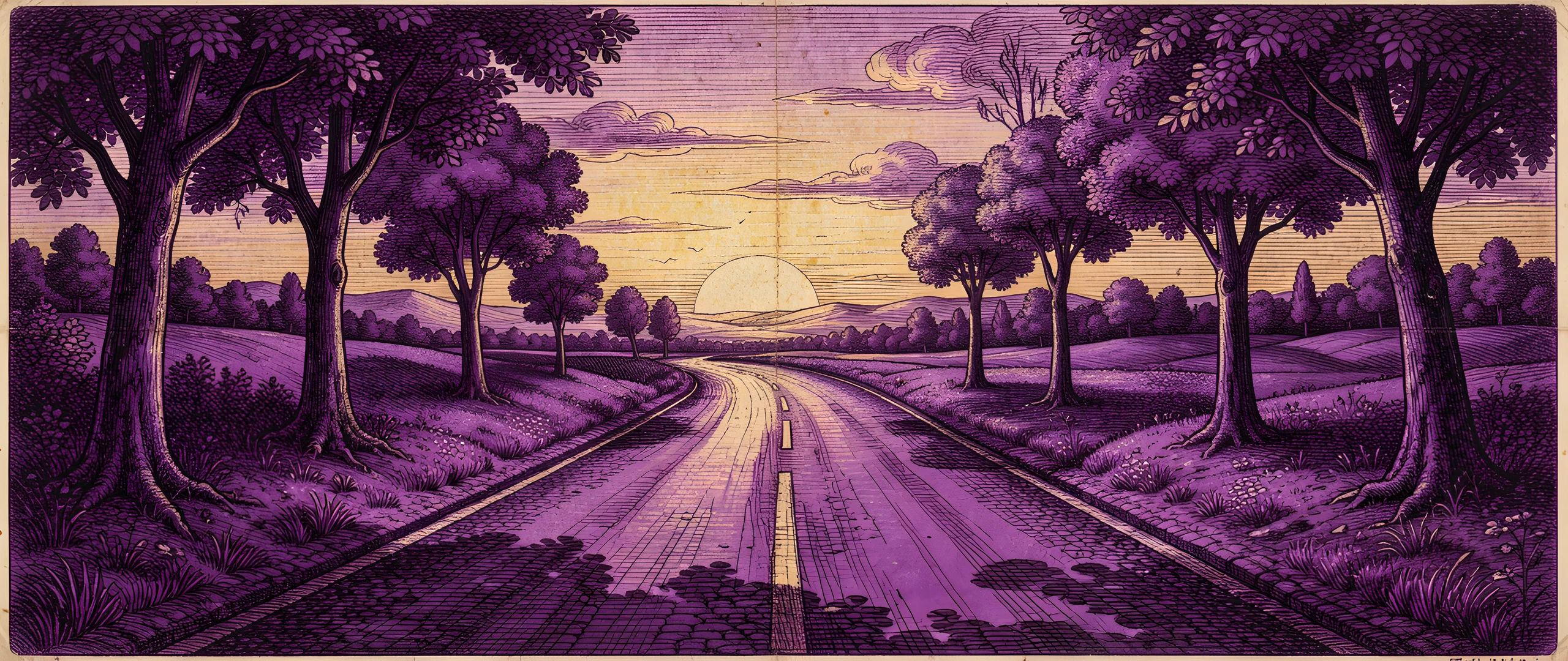 Retro Road Sunrise