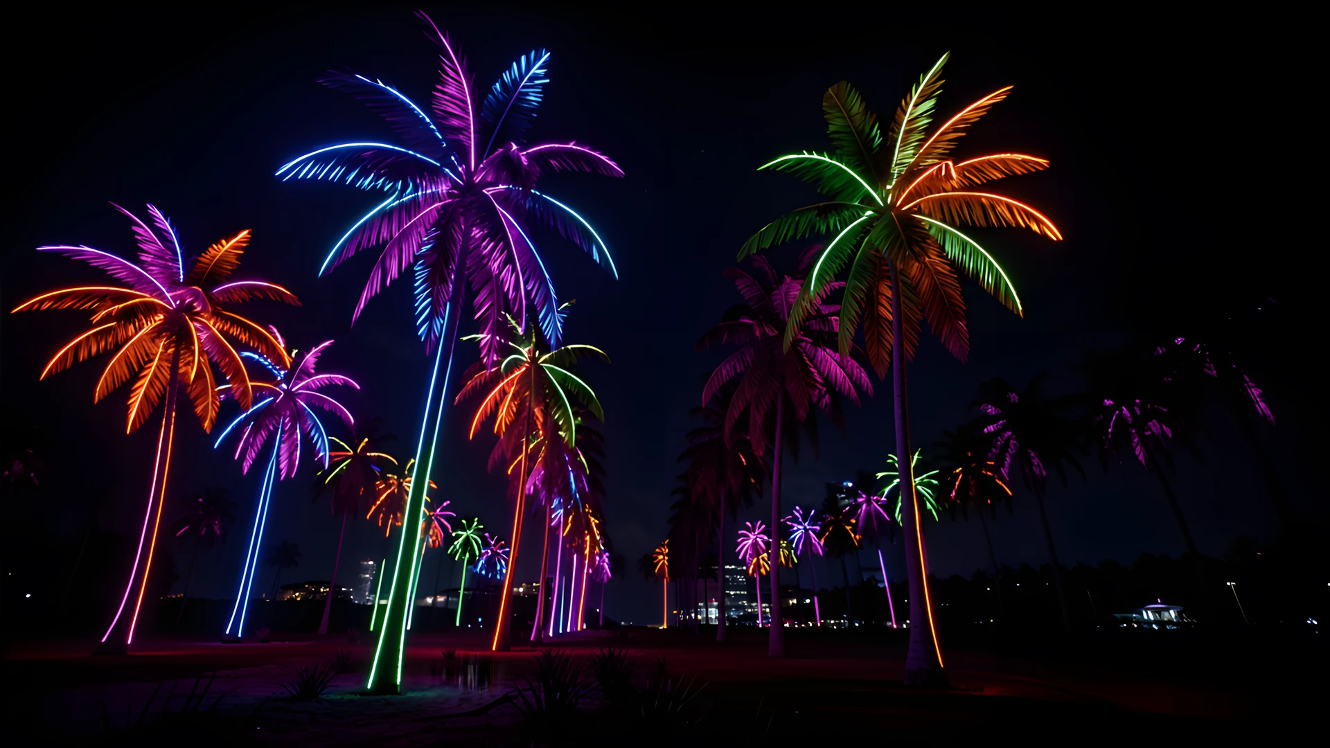 Neon Palm Forest