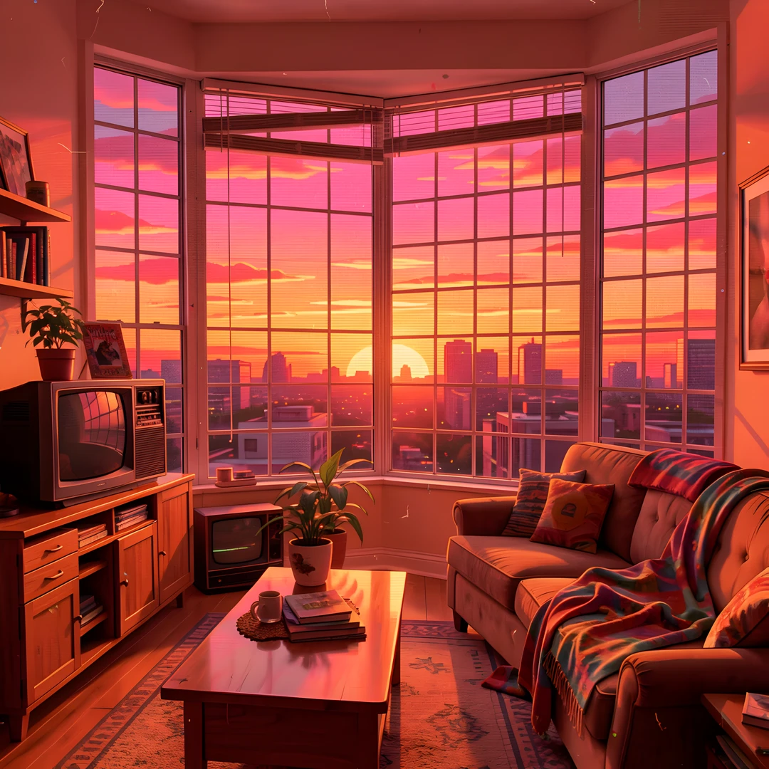 Retro Sunset Grid