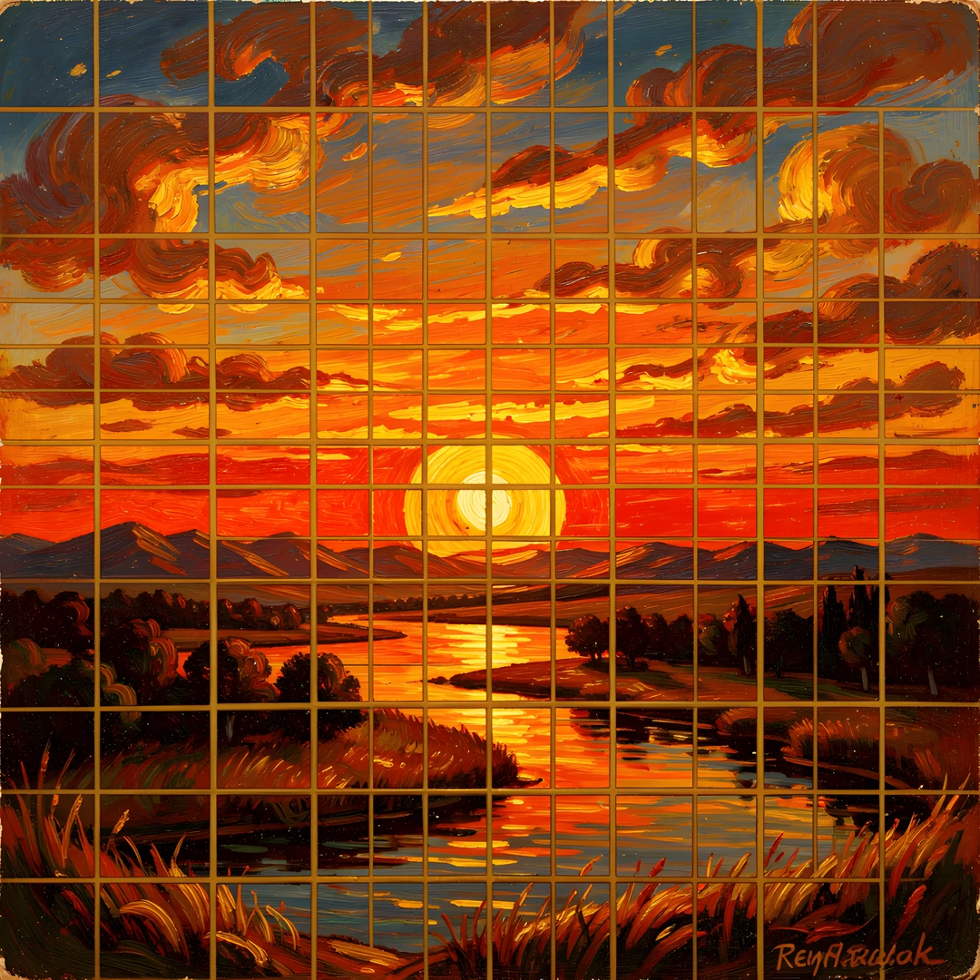 Retro Sunset Grid