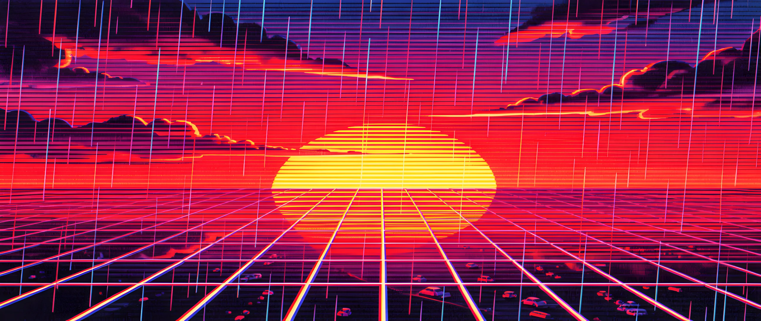 Retro Grid Sunset