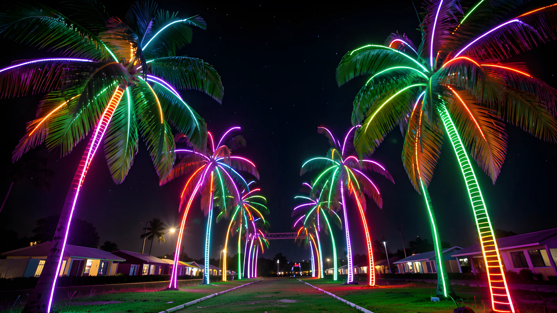 Glowing Palm Trees