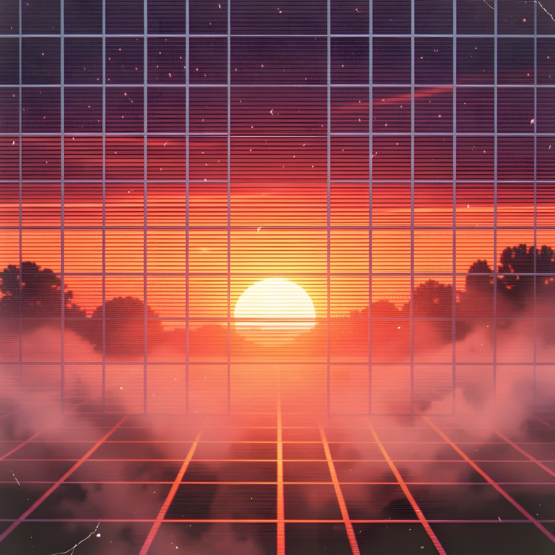 Retro Sunset Grid
